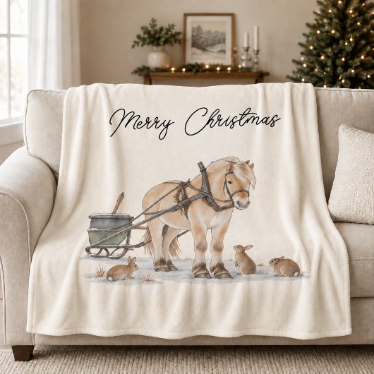 Weihnachts-Pferd-Tiere Winter Fleecedecke