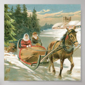 Weihnachts-Pferd und Schlitten Poster (Vorne)