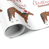 Weihnachts-Pferd-Weihnachtsmannmütze Weihnachtslic Geschenkpapier (Rolleneckpunkt)