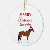 Weihnachts-Pferd-Weihnachtsmannmütze Weihnachtslic Keramik Ornament (Links)