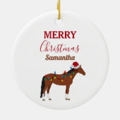 Weihnachts-Pferd-Weihnachtsmannmütze Weihnachtslic Keramik Ornament (Hinten)