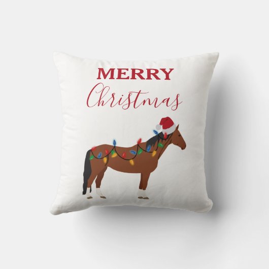 Weihnachts-Pferd-Weihnachtsmannmütze Weihnachtslic Kissen (Rückseite)
