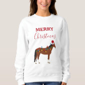 Weihnachts-Pferd-Weihnachtsmannmütze Weihnachtslic Sweatshirt (Vorderseite)