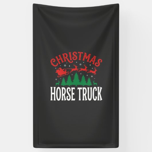 Weihnachts-Pferde-LKW-Santa-Schlitten Banner (Vertikal)