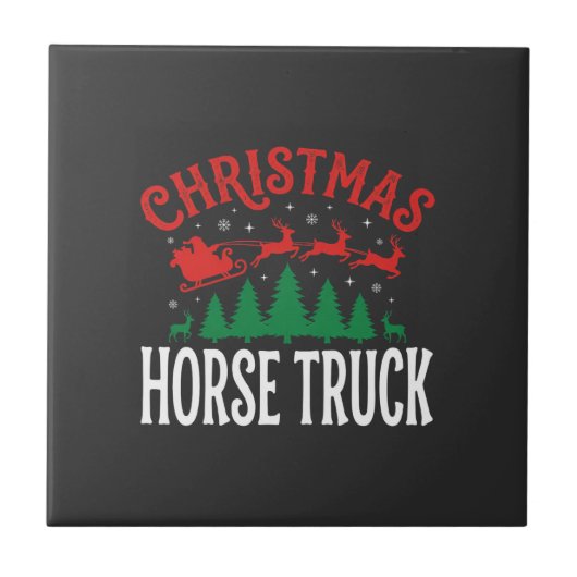 Weihnachts-Pferde-LKW-Santa-Schlitten Fliese (Vorderseite)
