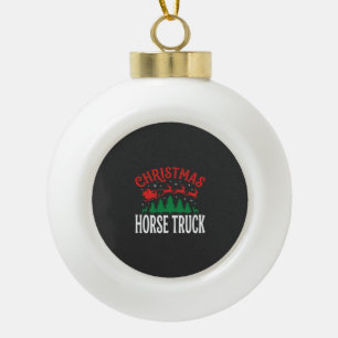Weihnachts-Pferde-LKW-Santa-Schlitten Keramik Kugel-Ornament
