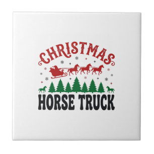Weihnachts-Pferde-LKW-Western-Santa-Schlitten-Desi Fliese