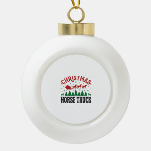 Weihnachts-Pferde-LKW Western Santa-Schlitten-Desi Keramik Kugel-Ornament