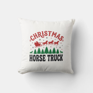 Weihnachts-Pferde-LKW-Western-Santa-Schlitten-Desi Kissen