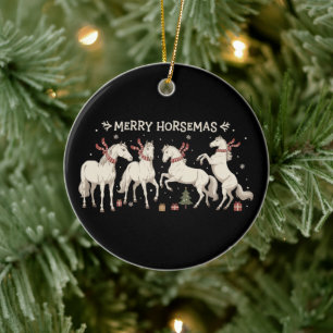 Weihnachts-Pferdeliebhaber Frohe Pferdemännchen Ba Keramik Ornament