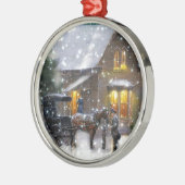 Weihnachts-Pferdetransport Winterlandschaft Ornament Aus Metall (Links)
