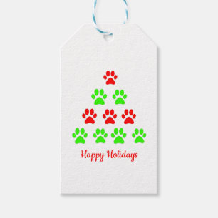 Weihnachts-Pfoten-Haustier-Baum-Designmuster grün Geschenkanhänger