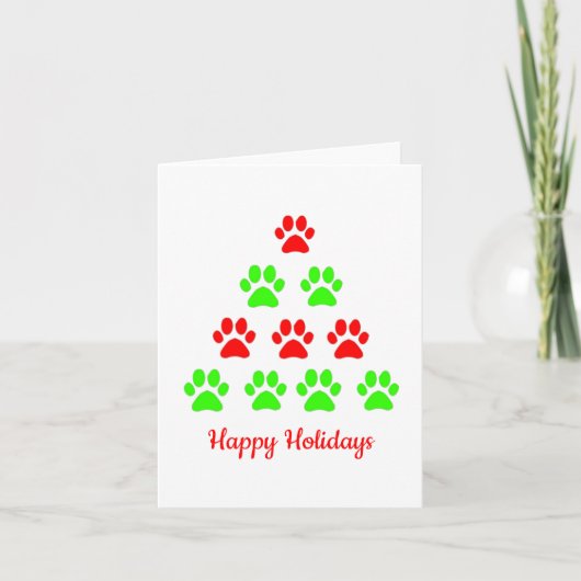 Weihnachts-Pfoten-Haustierbaum-Designmuster grün r Karte (Vorderseite)