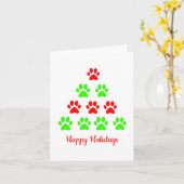Weihnachts-Pfoten-Haustierbaum-Designmuster grün r Karte (Gelbe Blume)