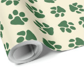 Weihnachts-Pfoten Klassisches Grün Geschenkpapier (Rolleneckpunkt)