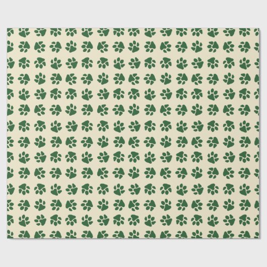 Weihnachts-Pfoten Klassisches Grün Geschenkpapier (Flach)