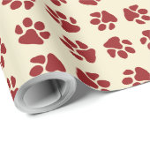 Weihnachts-Pfoten Klassisches Rot Geschenkpapier (Rolleneckpunkt)
