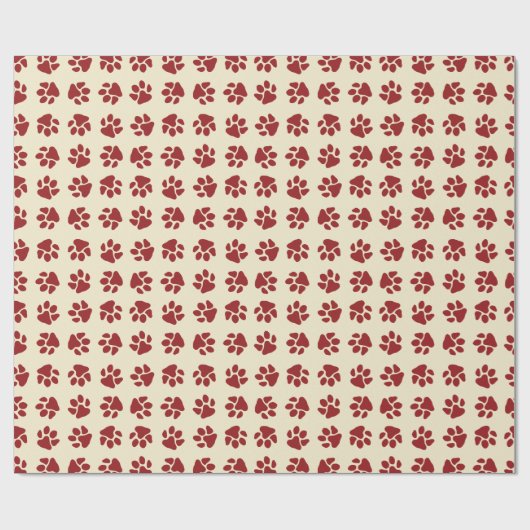 Weihnachts-Pfoten Klassisches Rot Geschenkpapier (Flach)