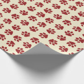 Weihnachts-Pfoten Klassisches Rot Geschenkpapier (Ecke)