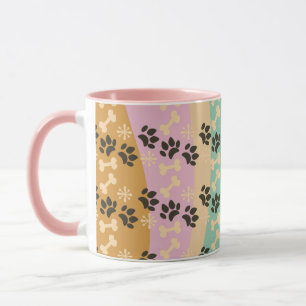 Weihnachts-Pfoten-Knochen-Schneeflocken-Muster  Tasse
