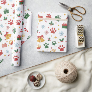 Weihnachts-Pfotenabdrücke & Geschenkverpackungspap Geschenkpapier