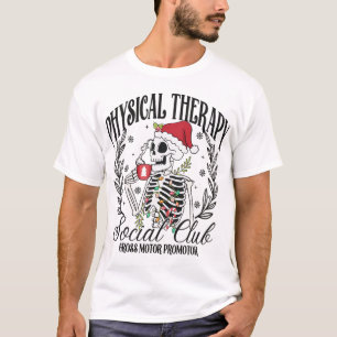 Weihnachts-Physiotherapie-Skelett-Santa-Hut T-Shirt