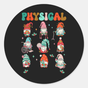 Weihnachts-Physiotherapie Weihnachts-Gnom Physica Runder Aufkleber