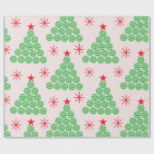 Weihnachts-Pickleball-Baum mit Sternenmuster Geschenkpapier (Flach)