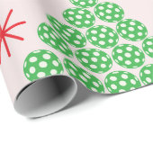 Weihnachts-Pickleball-Baum mit Sternenmuster Geschenkpapier (Rolleneckpunkt)