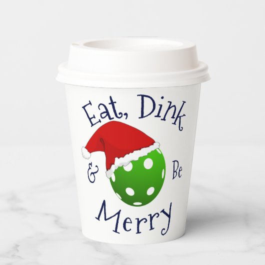 Weihnachts-Pickleball isst Dink und sei froh Pappbecher (Rückseite)