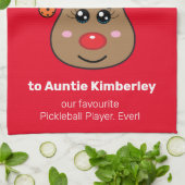 Weihnachts-Pickleball mit Rentier Girl Kitchen Geschirrtuch (Gefaltet)