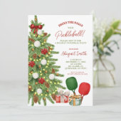 Weihnachts-Pickleball-Party Einladung (Stehend Vorderseite)