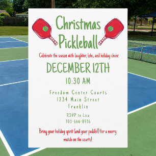Weihnachts-Pickleball Party Festlicher Feiertag Ma Einladung