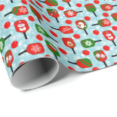 Weihnachts-Pickleball Rote grüne Schneeflocken Bla Geschenkpapier (Rolleneckpunkt)