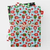 Weihnachts-Pickleball Rotes Grünes blaues Schneefl Geschenkpapier Set (Beispiel)