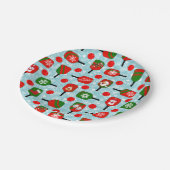 Weihnachts-Pickleball Rotes Grünes blaues Schneefl Pappteller (Schrägansicht)