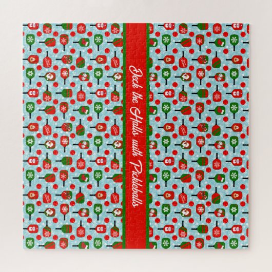 Weihnachts-Pickleball Rotes Grünes blaues Schneefl Puzzle (Horizontal)