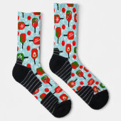 Weihnachts-Pickleball Rotes Grünes blaues Schneefl Socken (Rechts)
