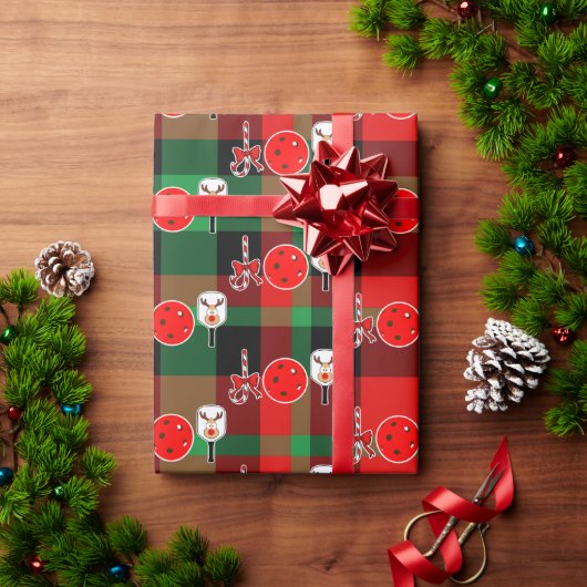 Weihnachts-Pickleball-Schläger Freude Rot Grün Kar Geschenkpapier (Feiertagsgeschenk)