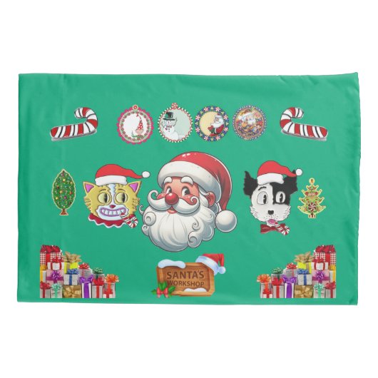Weihnachts-Pillowcase mit Santa, Jerry und Rex Kissenbezug (Rückseite)