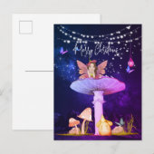 Weihnachts-Pilz-Fantasie-Faible Sterne Lila Postkarte (Vorne/Hinten)