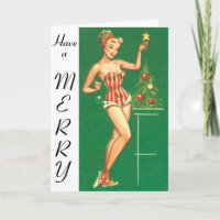 Weihnachts-Pin-Up-Girl - eine fröhliche Karte