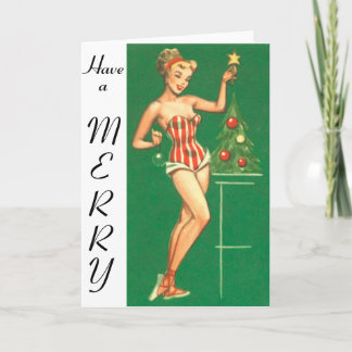 Weihnachts-Pin-Up-Girl - eine fröhliche Karte