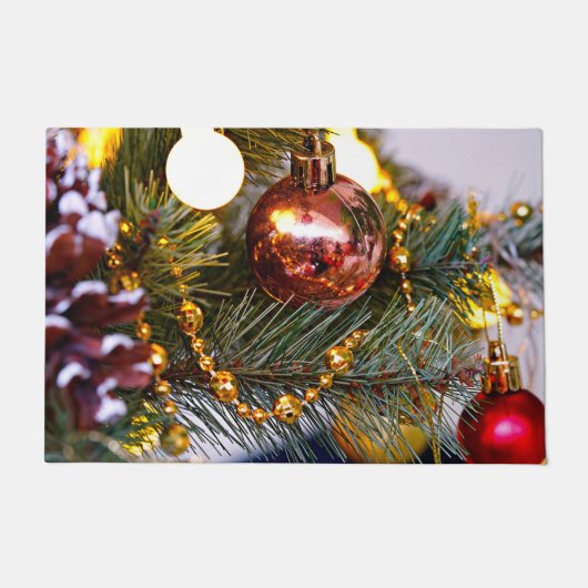 Weihnachts-Pine Bauble und Garland Fußmatte (Vorderseite)