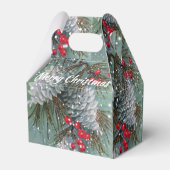 Weihnachts-Pine Cones Snow Red Berries Geschenkschachtel (Rückseite)