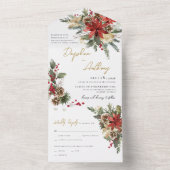 Weihnachts Pine Floral All in One Wedite Einladung (Innen Boden)
