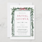 Weihnachts-Pine-Garland-Brautparty Einladung (Vorderseite)