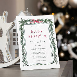 Weihnachts Pine Garland Girl Babydusche Einladung