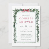 Weihnachts Pine Garland Paare Dusche Einladung (Vorderseite)
