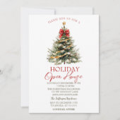 Weihnachts-Pine Tree Stars Grünes Ferienhaus Einladung (Vorderseite)
